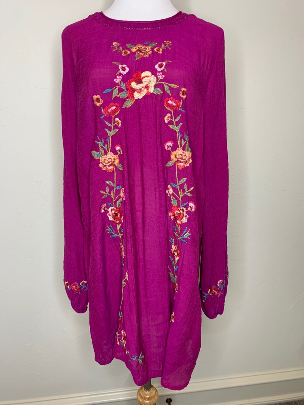Umgee Pink Embroidered Dress Sz Medium Boho Fairy Whimsygoth